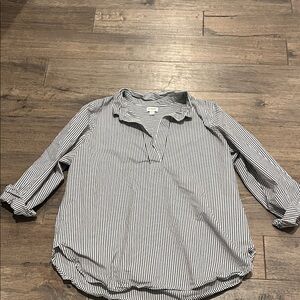J Crew grey and white striped poplin